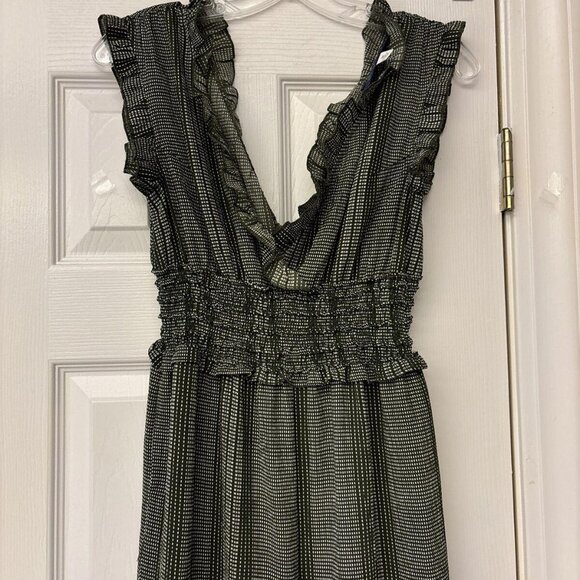 Blue Rain Pants - Blue Rain Francesca's Nina Gaucho Jumpsuit Green White Size Medium. Ruffle.